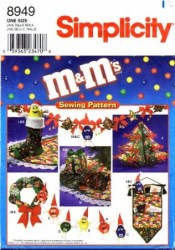 8949 SIMPLICITY M&M XMAS TREE CARD HOLDER, WREATH, SKIRT, STOCKING PATTERN UNCUT